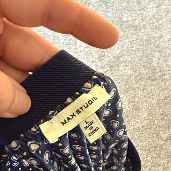 Max Studio Navy and Multi Color Dots A-Line Skirt - Picture 5 of 6